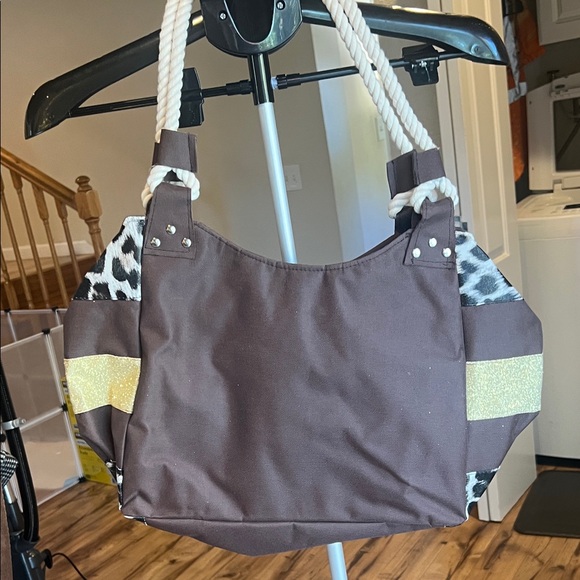 Cozumel Mexico Leopard Print Tote Bag with Gold Accents - Picture 2 of 5